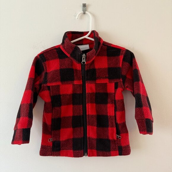 Columbia Toddler Zing™ III Printed Buffalo Plaid Red Black Fleece Jacket 2T - Picture 1 of 3